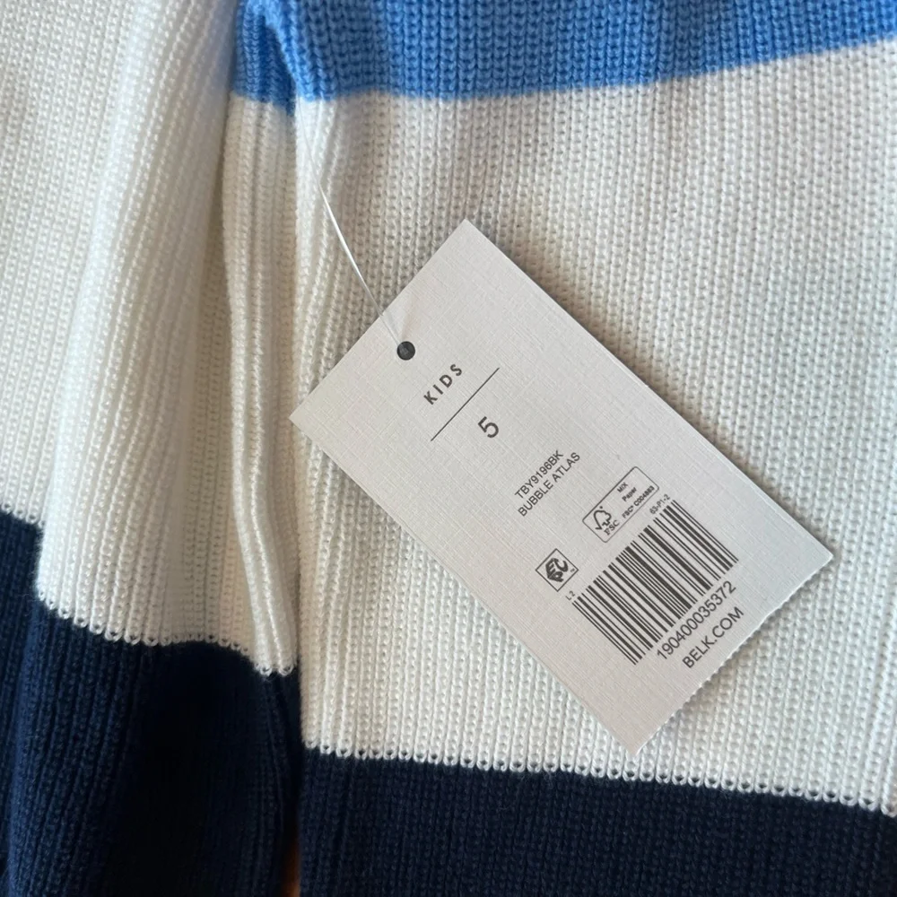 Crown & Ivy Boys 5T Blue White Navy Colorblock Quarter Zip Sweater NWT